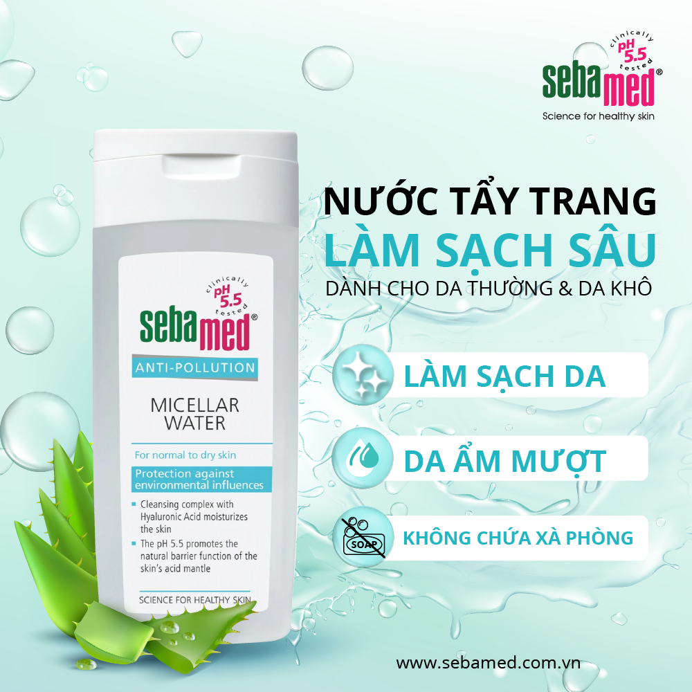 Tẩy trang dành cho Da thường & Da Khô Sebamed Anti Pollution Micellar Water – Normal To Dry Skin pH5.5