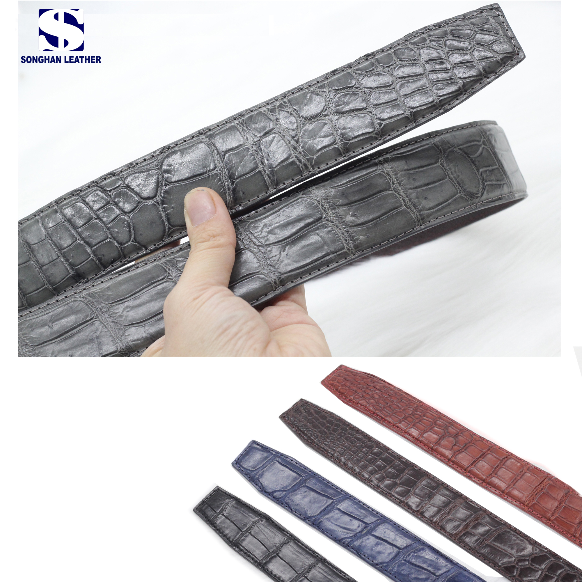 Thắt Lưng Da Cá Sấu Bản 3.5cm Songhan Leather MB01 Bản Liền.Dây Lưng Da Kèm Khóa Trượt Cao Cấp Không Rỉ BH 12 Tháng