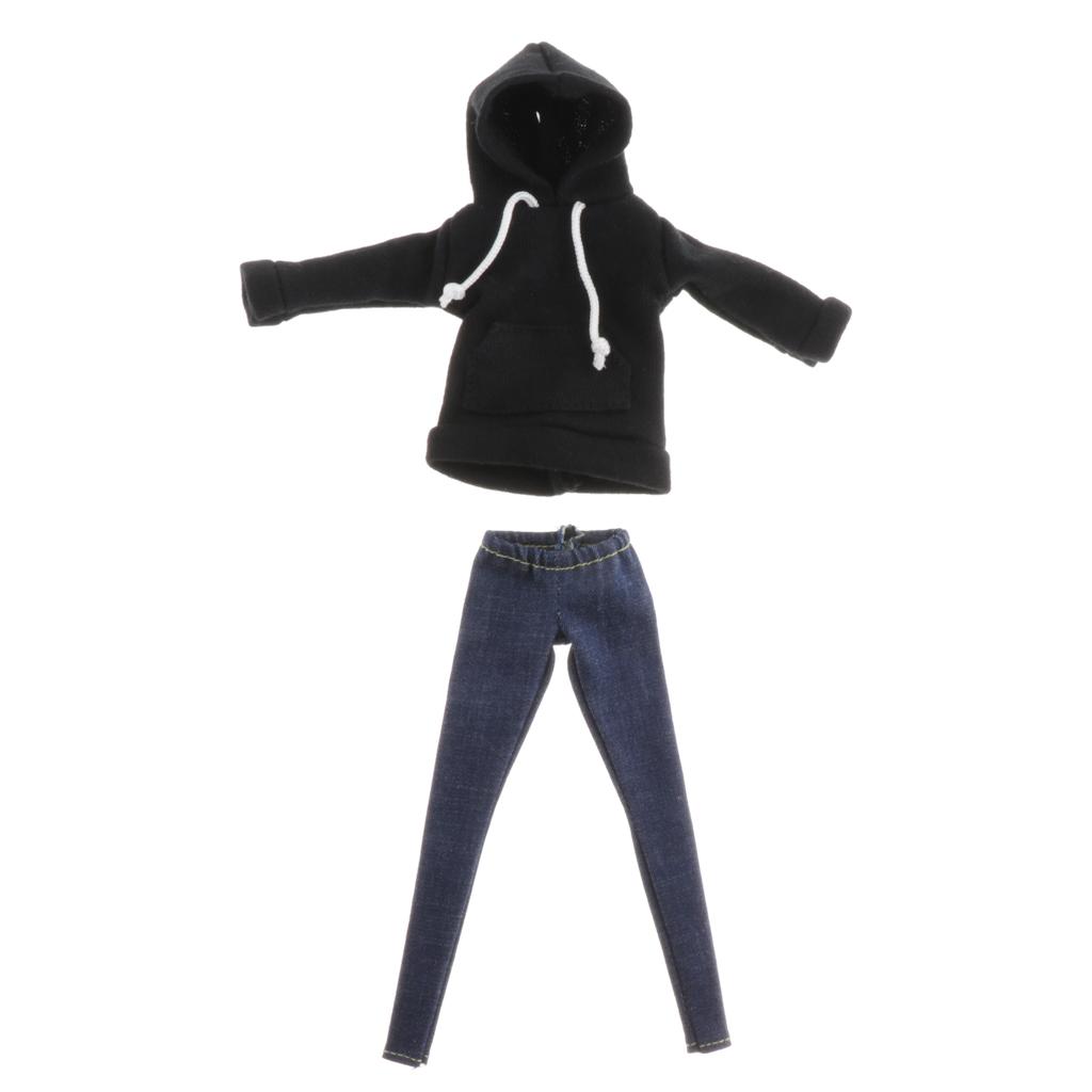 Dolls Hoodie And Jeans Pants For 1/6 Blythe Doll Dress Up Outfits Accs