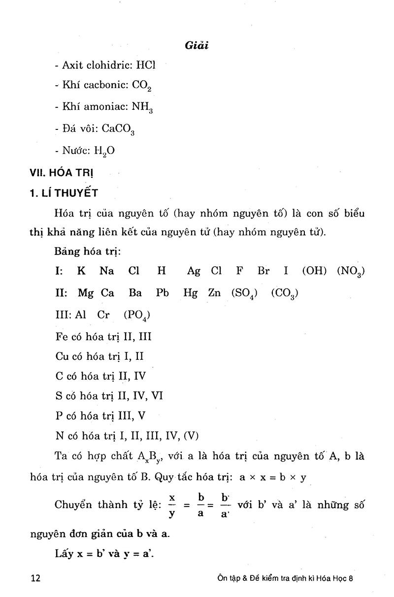 Ôn Tập Và Kiểm Tra Định Kì Hóa Học Lớp 8 (Tái Bản)