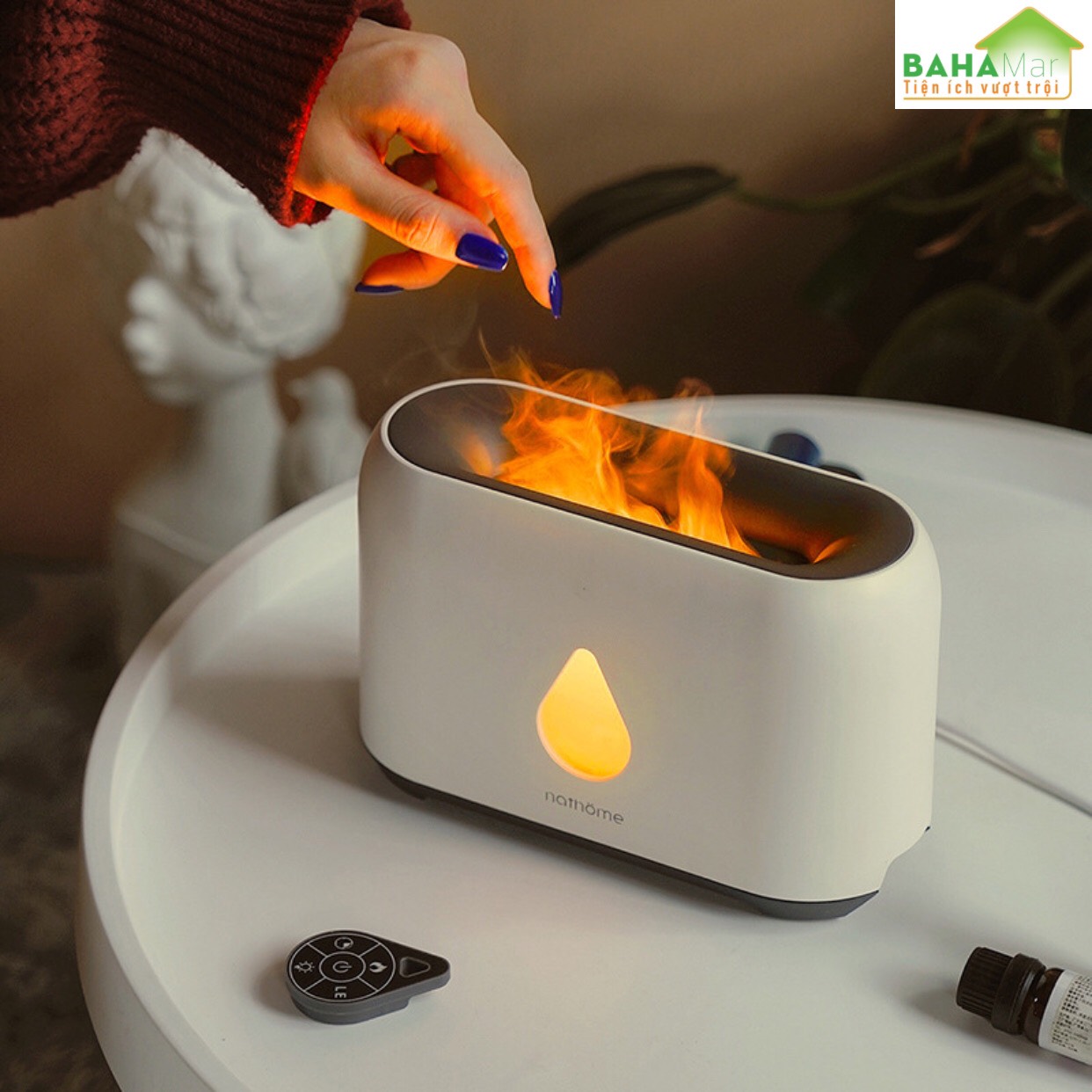 MÁY PHUN SƯƠNG TẠO ẨM MÔ PHỎNG NGỌN LỬA 3D ĐÈN LED - KHUẾCH TÁN TINH DẦU "BAHAMAR"