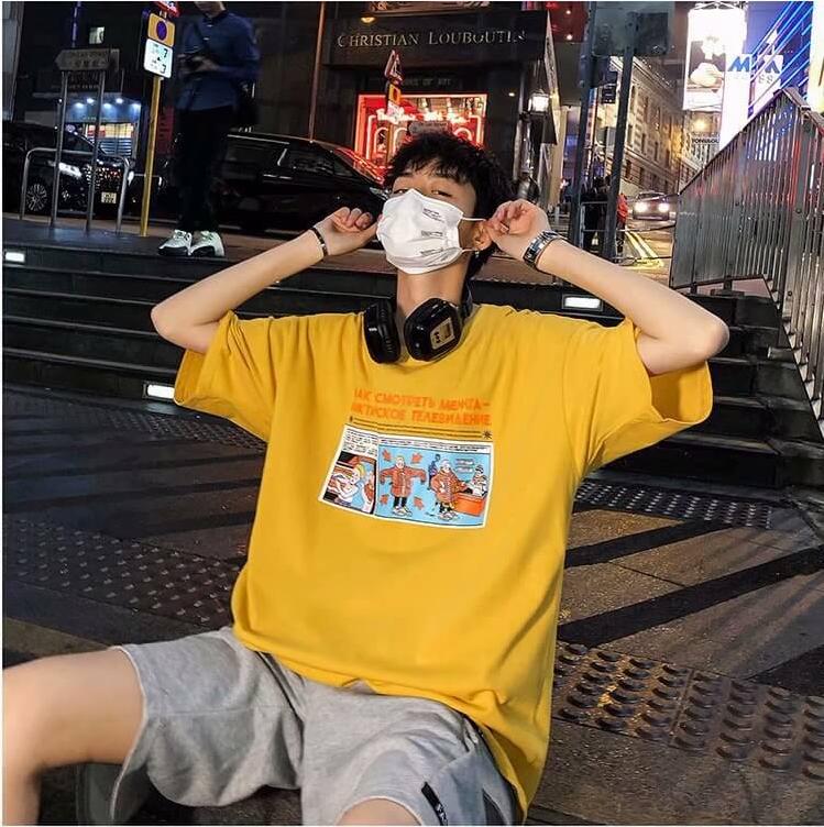 Áo T-shirt nam, cộc tay, hình ngộ nghĩnh, tay lỡ, phong cách Hàn Quốc, dễ kết hợp, phù hợp cho mùa hè TA178