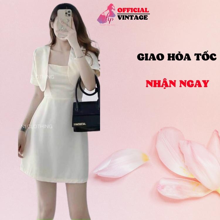 Set đầm body 2 dây kèm áo khoác tay ngắn kiểu hàn quốc tôn dáng VD452
