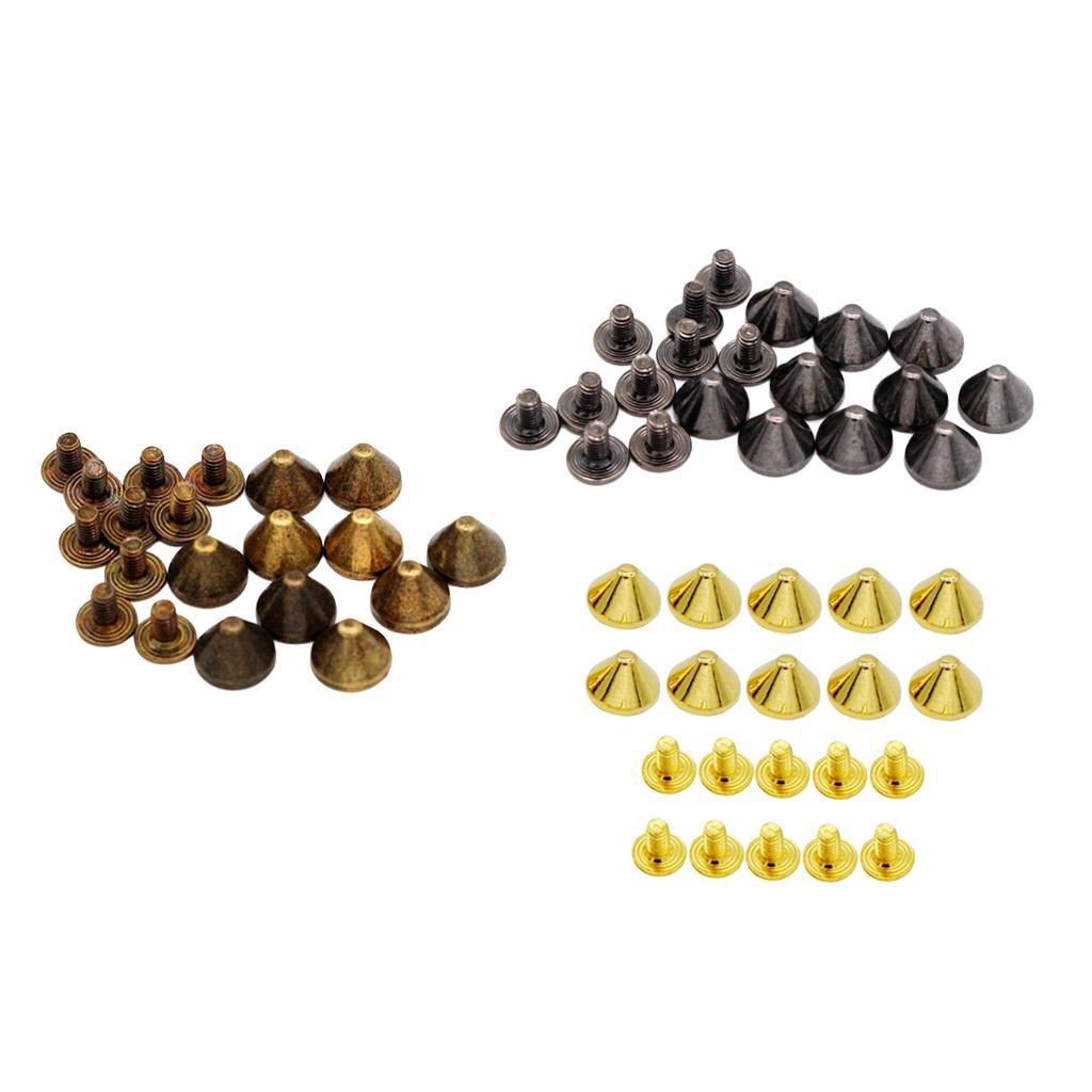 3-5pack 10 Pieces Alloy Conic Rivets for Sewing Accessories Golden