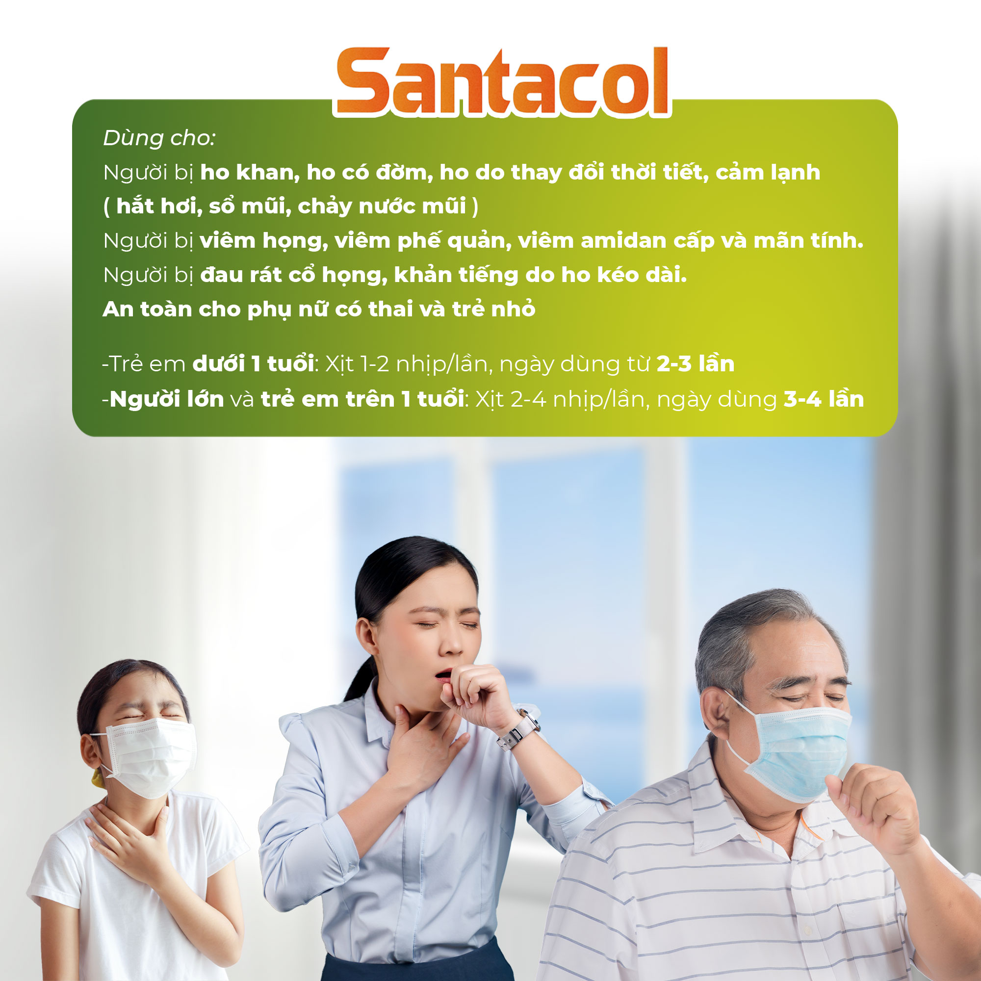 Xịt họng Santafa giảm ho, giảm đau rát ngứa họng, thành phần thiên nhiên, dùng được cho phụ nữ có thai và cho con bú