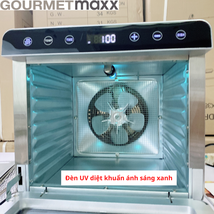 Máy sấy thực phẩm GOURMETMAXX 8 khay - đèn UV diệt khuẩn, thân vỏ 2 lớp - Thương hiệu Đức - Hàng chính hãng