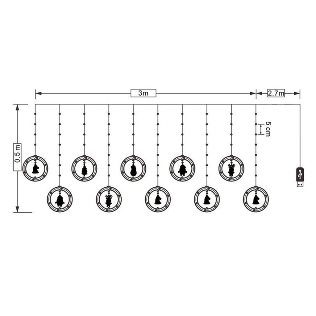 2x Đèn rèm Trang Trí Cây Thông Giáng sinh nguồn USB