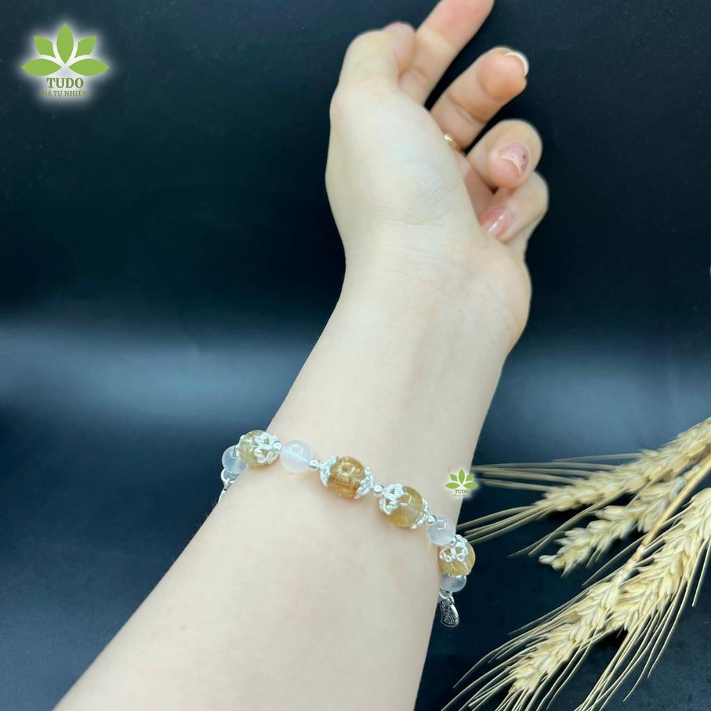 Vòng Tay Nữ Đẹp - Vòng Phong Thủy Mệnh Kim, Thổ TUDO VCBTATV AG925 Charm Hoa, Lá, Sen B20K1100