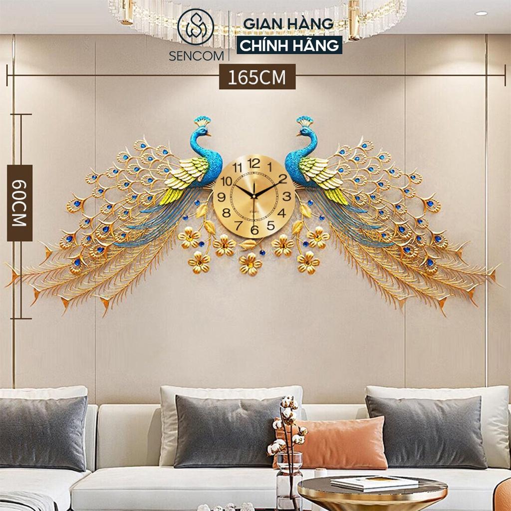 Đồng hồ treo tường nghệ thuật SENCOM hình con công decor trang trí nhà cửa mã 686- Hàng chính hãng