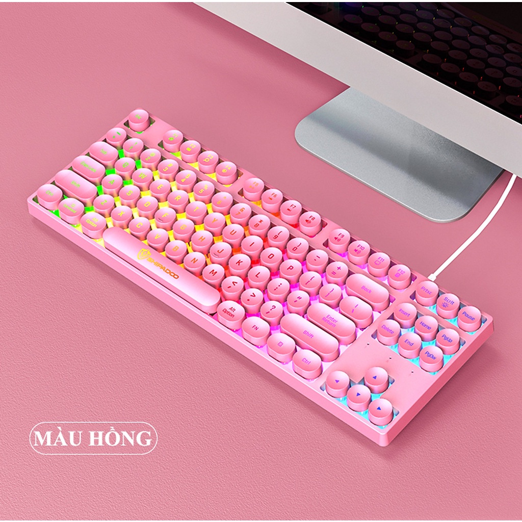 Bàn phím giả cơ SHIPADOO K87 Nút tròn đèn led 7 màu cực đẹp - JL - HÀNG CHÍNH HÃNG