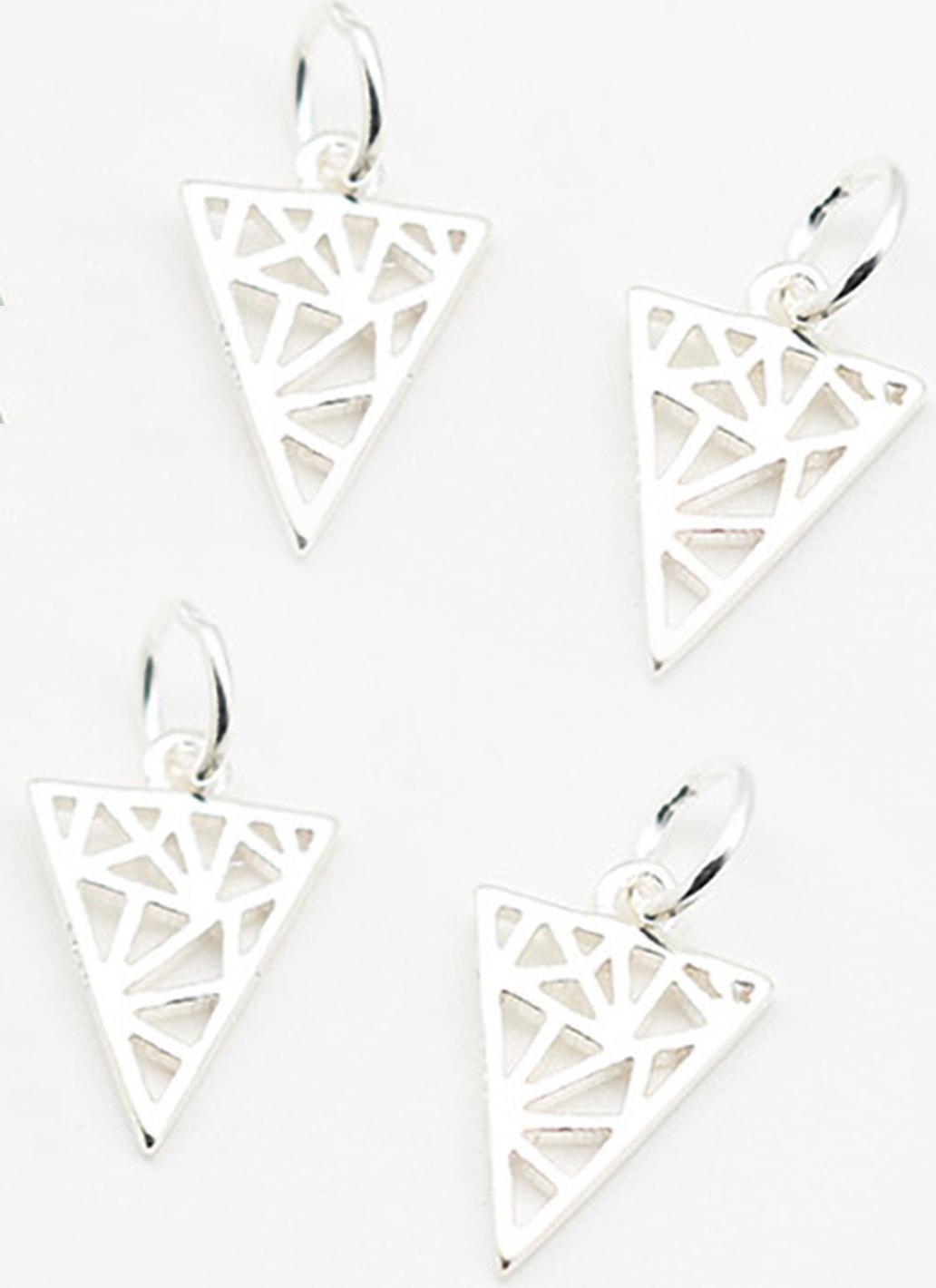 Combo 4 cái charm bạc hình tam giác họa tiết hoa văn treo - Ngọc Quý Gemstones