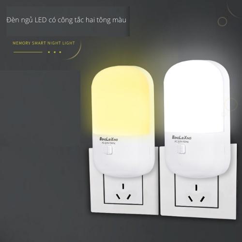 Đèn ngủ LED 2 chế độ màu vàng ấm và trắng có công tắc đèn