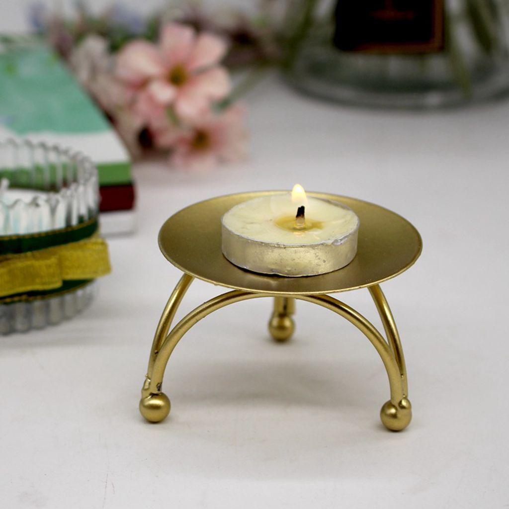 7-40pack Gold Plate Candle Holder Decorative Iron Pillar Candle Plate Pedestal