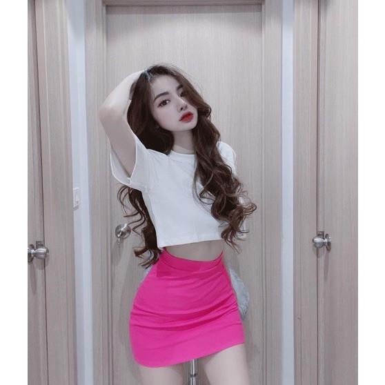 Set Áo Croptop Basic + Chân Váy Midi Siêu Hot LH52