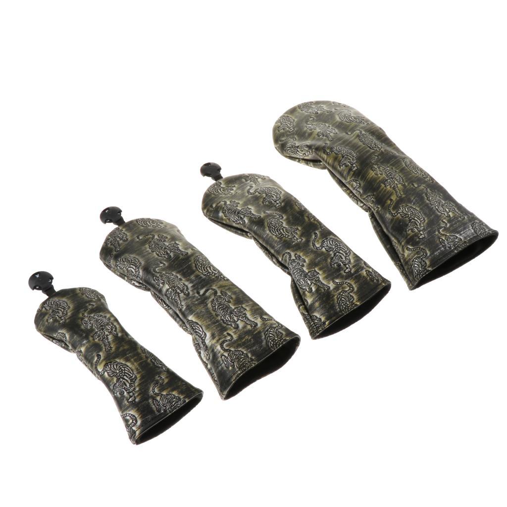 Golf Head Covers PU Leather Fashion Design Golf Club Headcover Set with Numbered Tags for 1 3 5 UT Driver/Hybrid/Fairway Wood