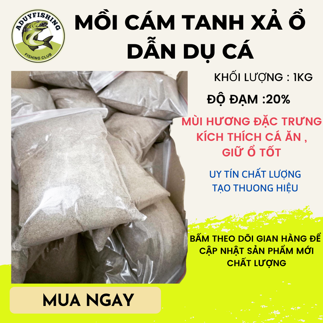 cám xả dụ câu cá  tổng hợp đạm 20% , câu cá rô phi, chép...