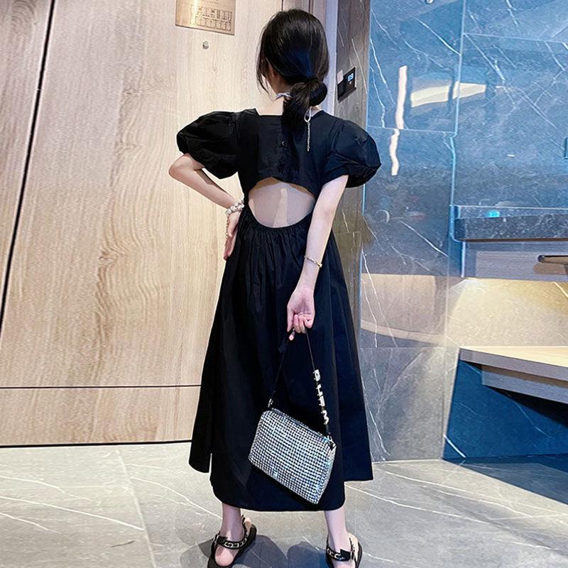 DONGSHOP HOT Cô gái ăn mặc mùa hè 2023 vừa lớn bé váy cô gái mỏng mùa hè ăn mặc phong cách phương Tây thời trang đầm dài cho trẻ em