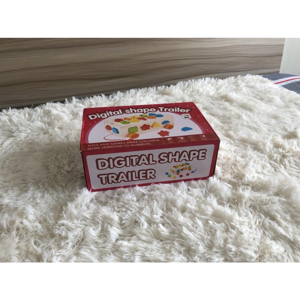 Đồ Chơi Gỗ Xe Thả Hình Khối - Hộp Thả Hình Khối , Thả Số Bằng Gỗ Cho Bé