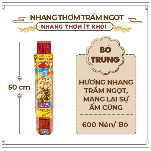 Nhang Thơm Dịu Nhẹ ít Khói Hương Trầm Ngọt Hiệu 365 Thiên Lộc An Toàn Cho Sức Khỏe - 5 Tấc Bó Trung 600 Nén