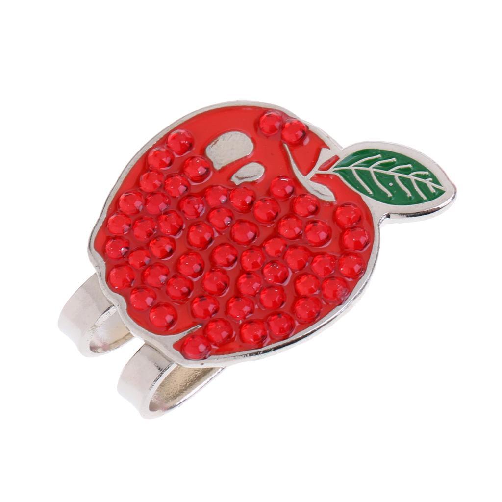 2xPortable Mini Alloy Golf Ball Marker with Magnetic Golf Hat Clip Apple