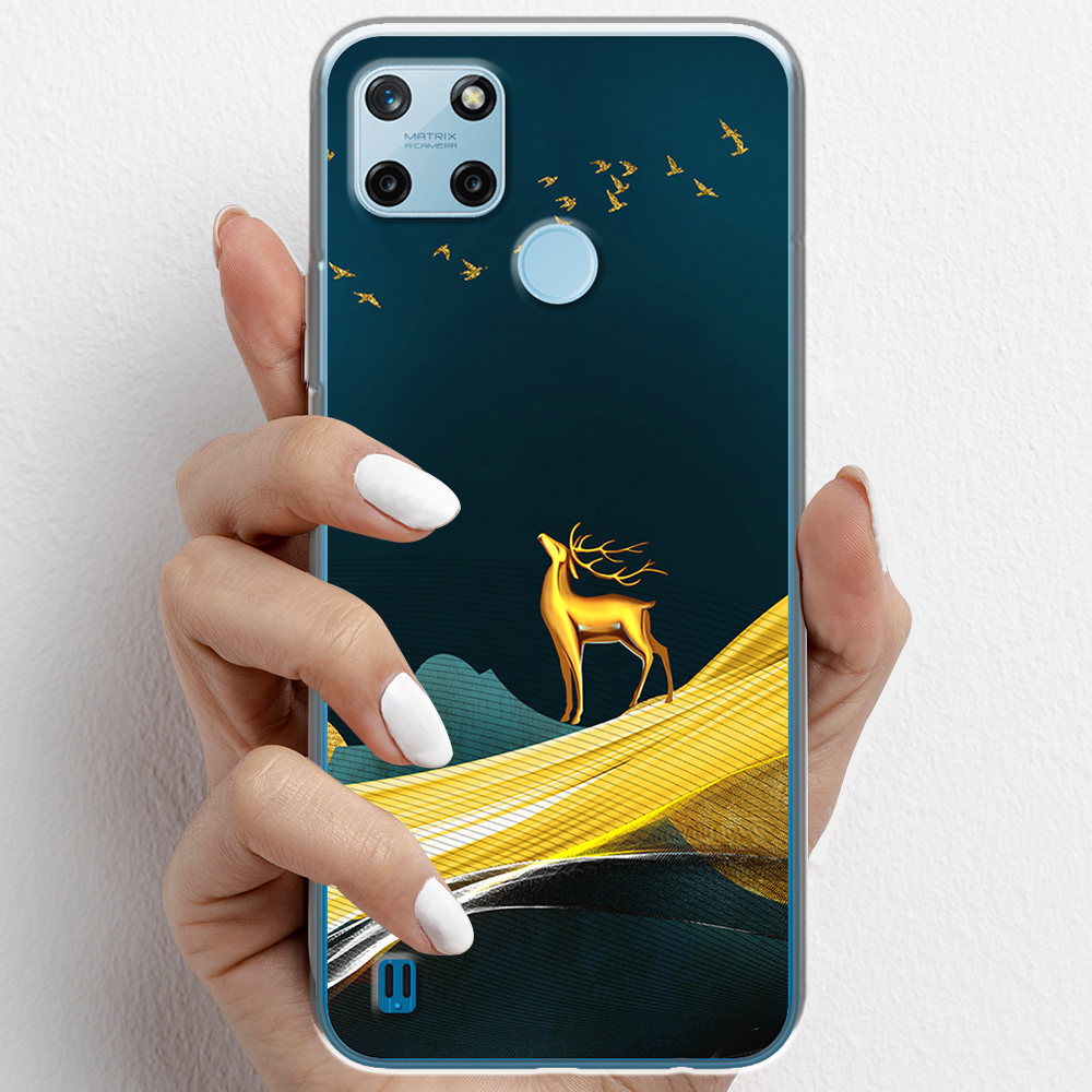 Ốp lưng cho Realme C25Y nhựa TPU mẫu Nai vàng
