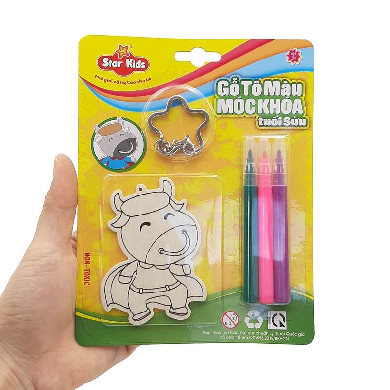 Gỗ Tô Màu Móc Khóa Tuổi Sửu K-231/2