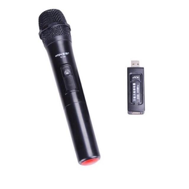 Mic không dây V10 chạy pin AA phổ biến dùng cho loa kéo - micro không dây tương thích các dòng có mic cổng 6.5