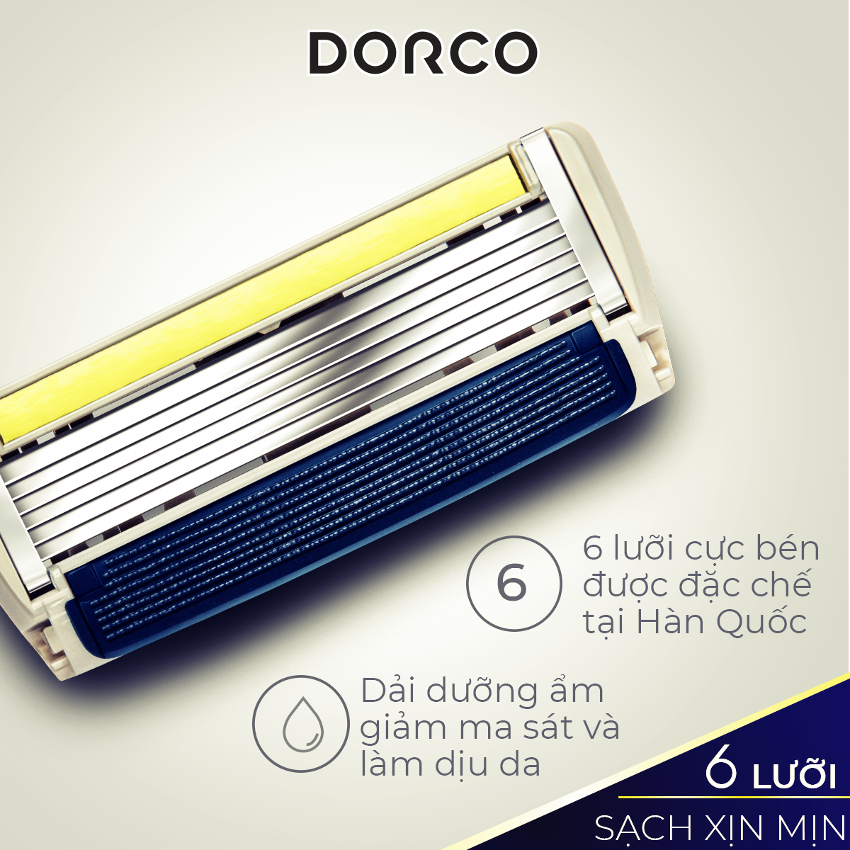 Vỉ 04 Đầu Cạo Râu 6 Lưỡi Dorco Pace 6 Plus SXA 5040-B Tặng Dao Cạo Râu Dorco Pace 6