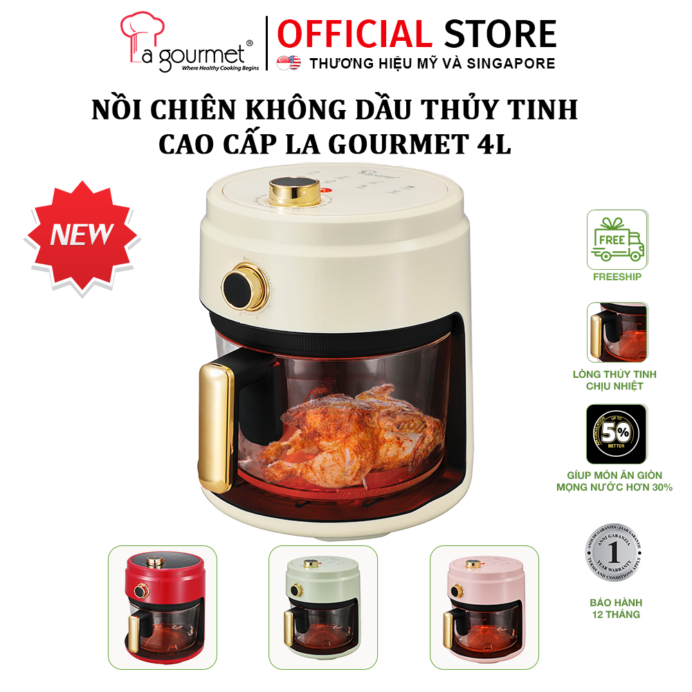 [Hàng chính hãng] Nồi chiên không dầu thủy tinh cao cấp La goumet 4L