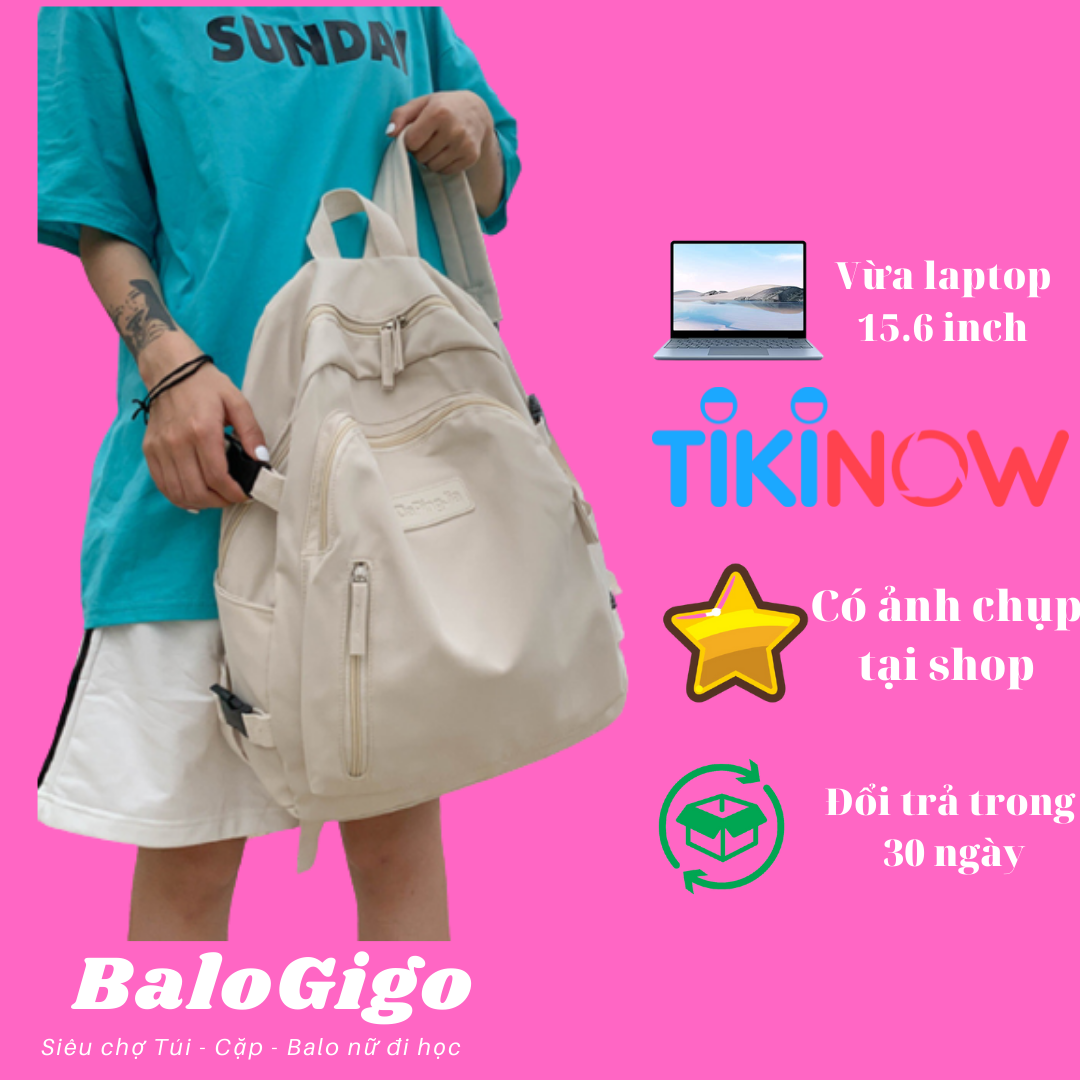 Balo basic trơn vải ulzzang phong cách Hàn Quốc dễ thương G211 - BaloGigo