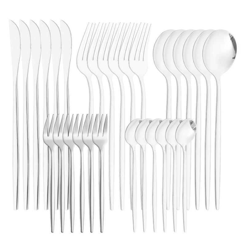 Mới Thép Không Gỉ Vàng Bộ Dao Kéo 30 Cái/bộ Bít Tết Bộ Dao Muỗng Nĩa Thìa Nhà Bếp Ăn Tối Phòng Ăn Bữa Tối Đồ Ăn