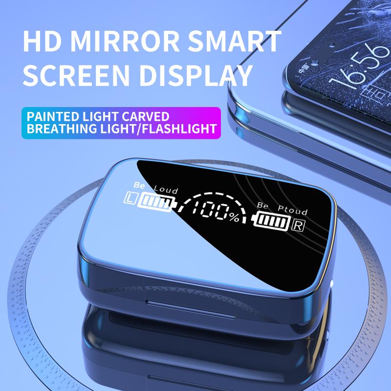 M9-18 Gương Màn Hình TWS Bluetooth 5.0 Tai Nghe Không Dây Tai Nghe 9D Stereo Thể Thao Chống Thấm Nước Tai Nghe Nhét Tai Tai Nghe