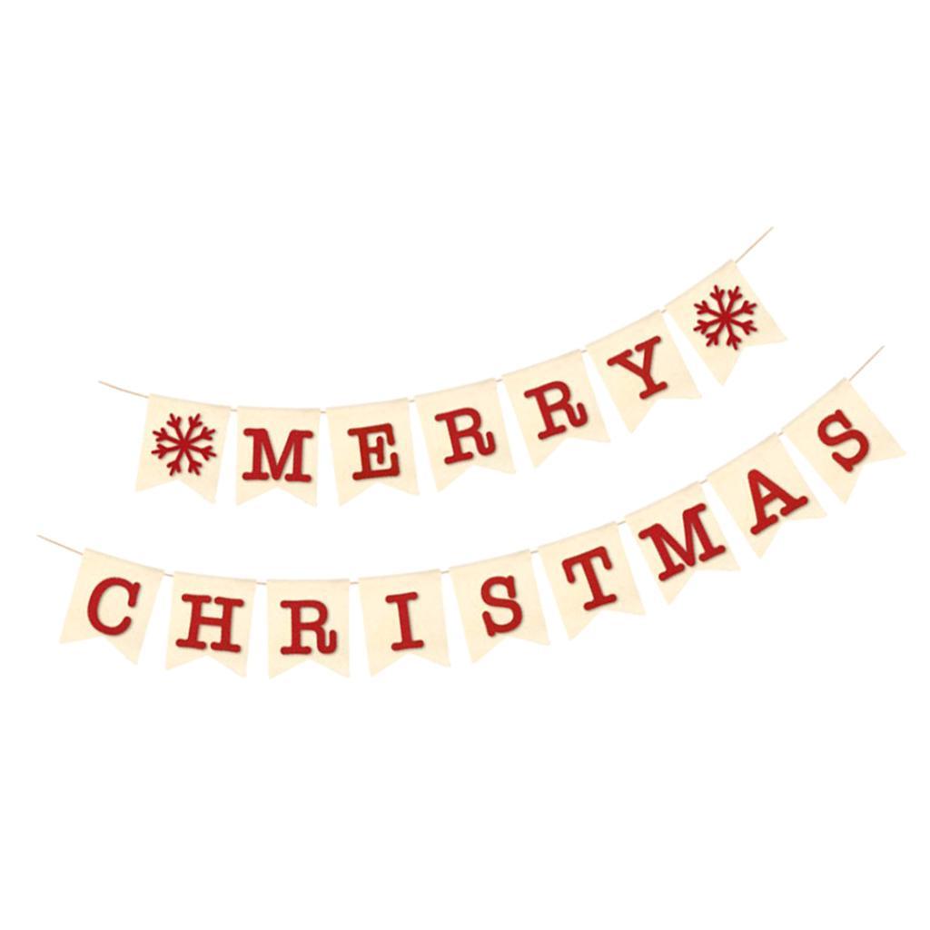 Vintage Burlap Merry Christmas Snowflake Banner Garland Hanging Decor 2m 1