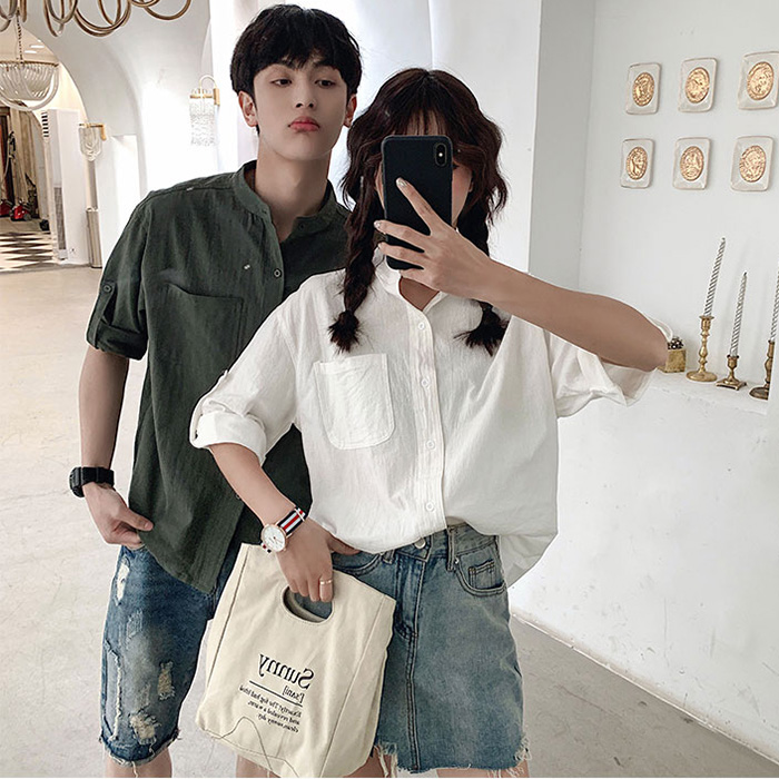 Áo sơ mi cổ tầu tay lỡ chất đũi unisex trẻ trung ArcticHunter, thời trang thương hiệu chính hãng