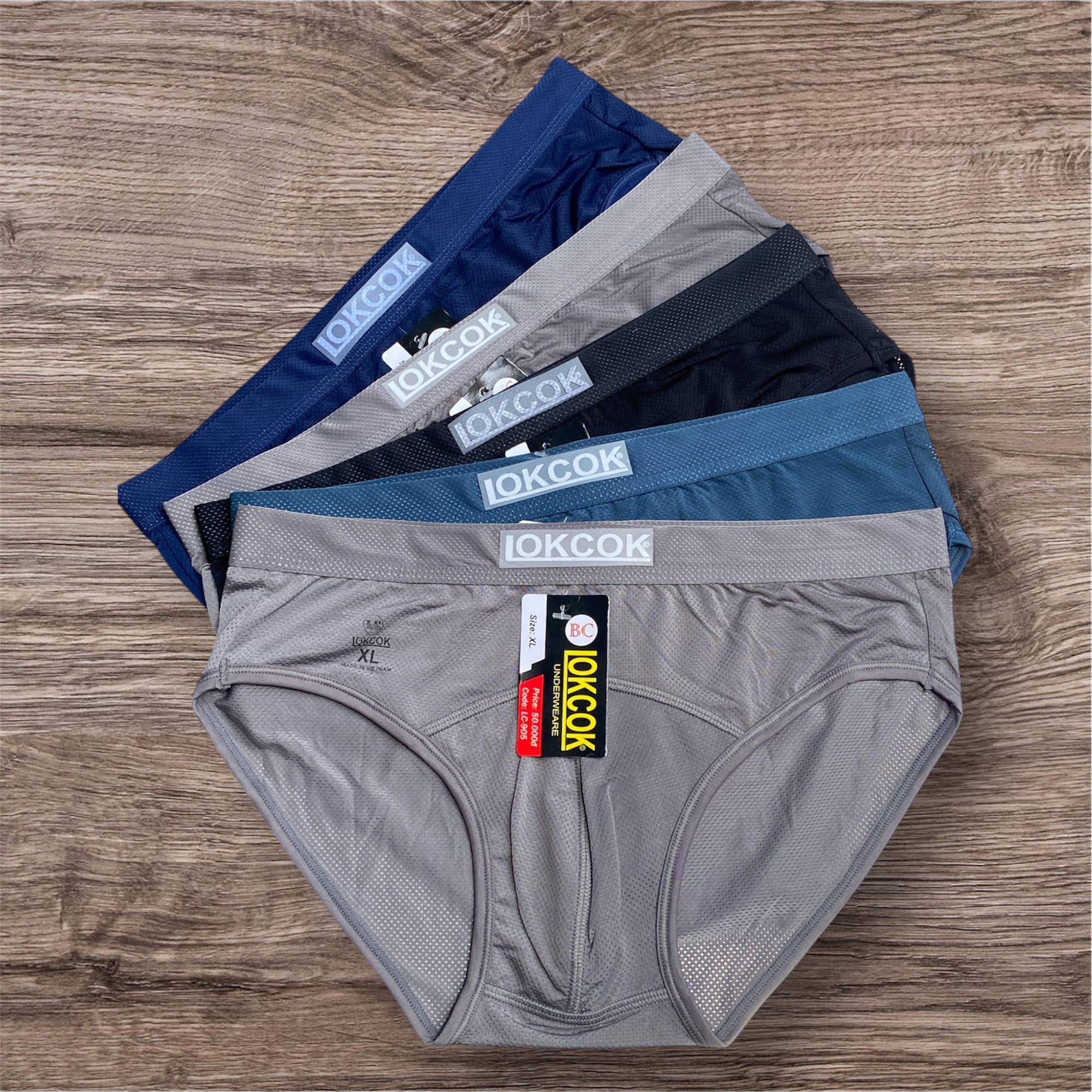 Combo 5 Quần Lót Nam Thun Lạnh Thông Hơi Trơn LokCok 905 Size M-3XL