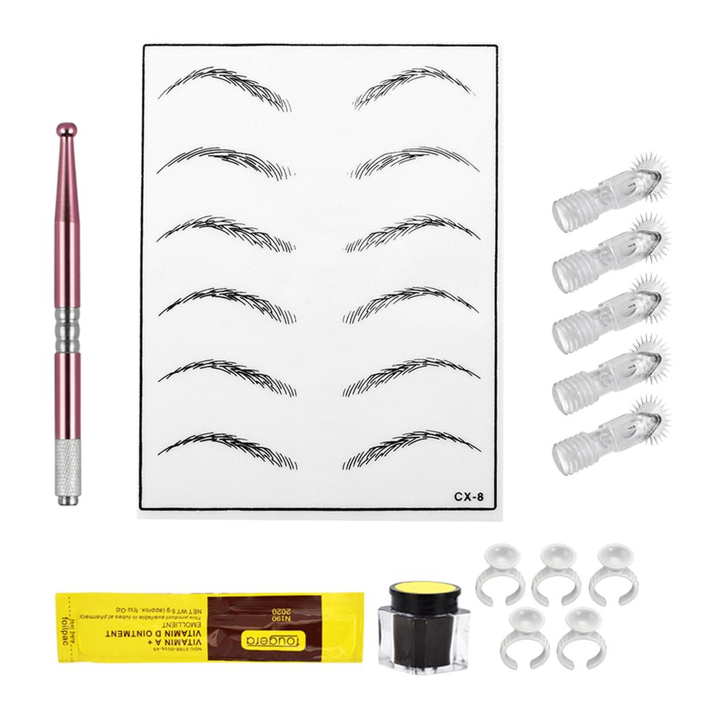 Pro Microblading  Training Kit Eyebrow Practice Exercise Tools Pink