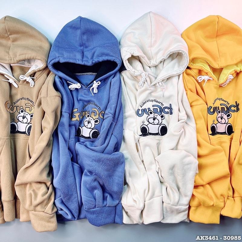 Áo hoodie nam nữ nỉ bông qc dày form rộng tay phồng cánh dơi thêu GUUDCK