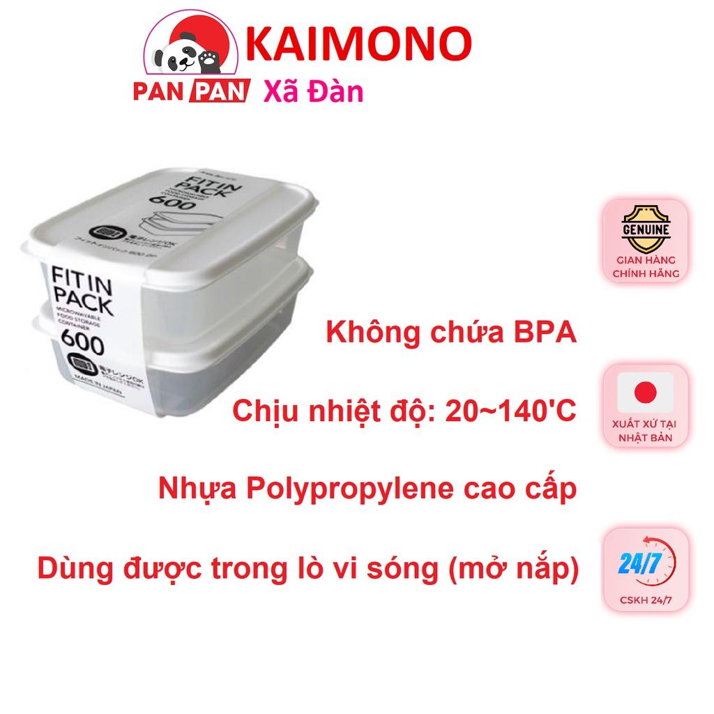 Set 2 hộp nhựa đựng thực phẩm nắp dẻo Fit in Pack 600ml màu trắng Nhật Bản