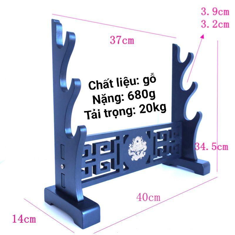 Giá đỡ trưng bày kiếm để bàn cao cấp chịu lực và thăng bằng tốt, hoạ tiết rồng đẹp mắt