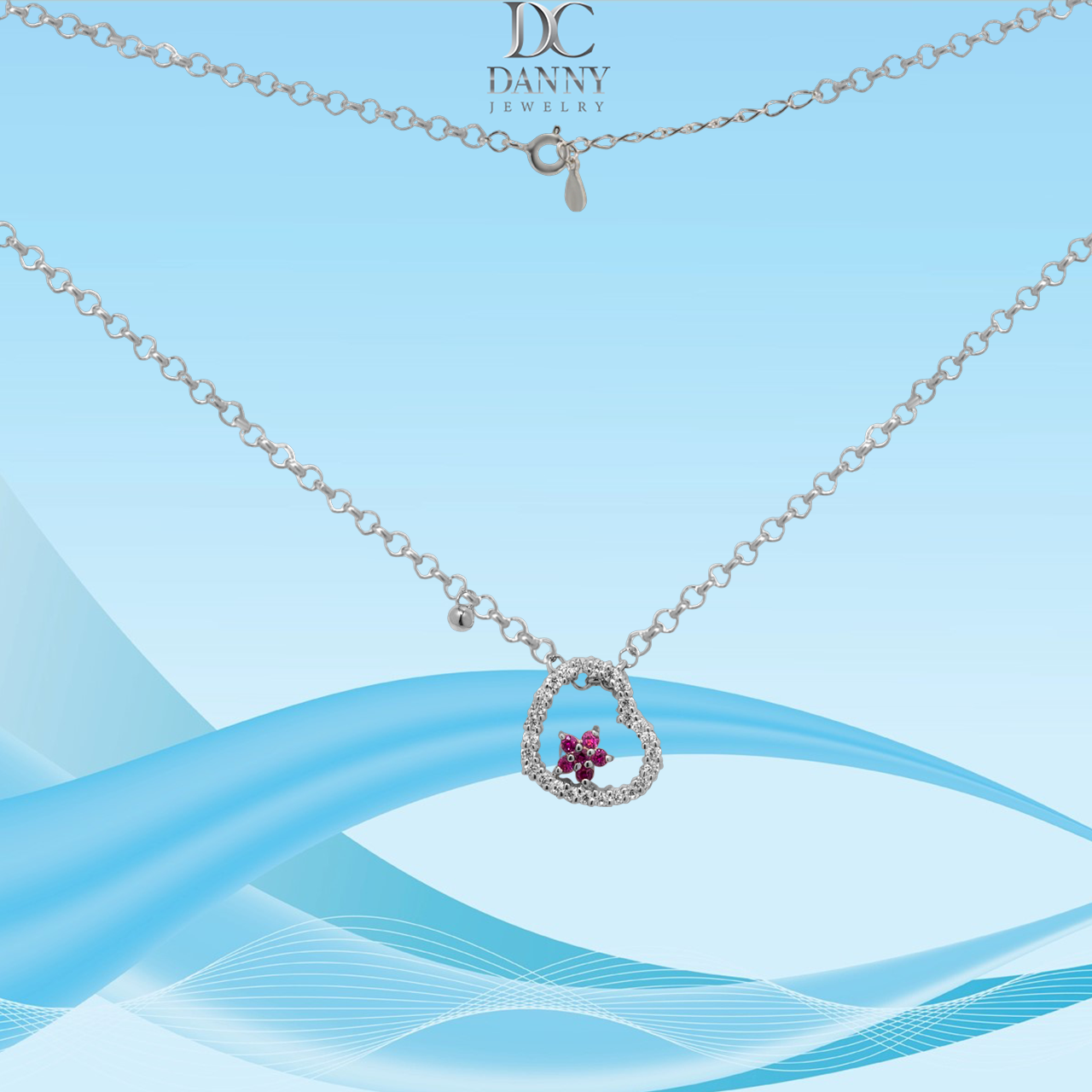 Dây Chuyền Có Mặt Danny Jewelry Bạc 925 Xi Vàng Hồng/Rhodium Đính Đá CZ Hình Trái Tim DM046