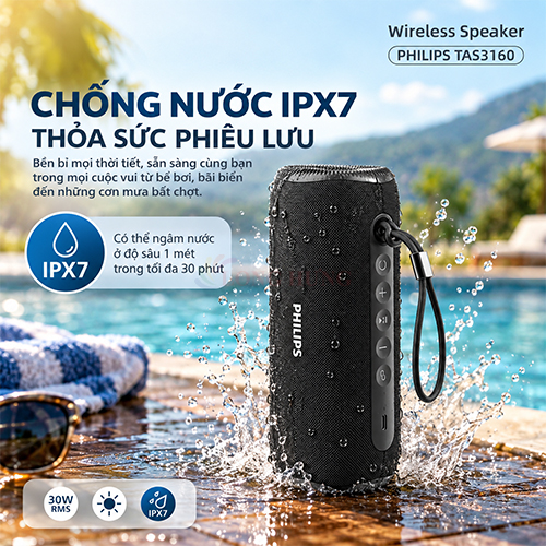 Loa Bluetooth Philips TAS3160BK/70 - Hàng chính hãng
