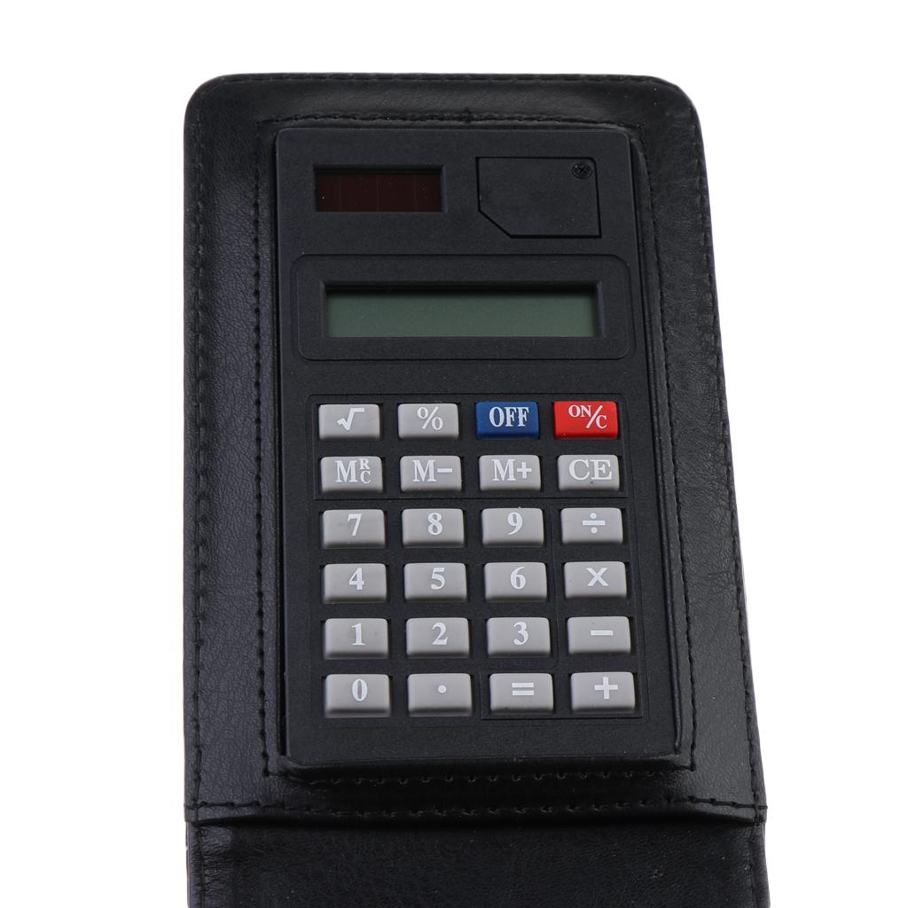 A7 Leather Waterproof Hardcover Notes Book with Calculator+Ballpen Black