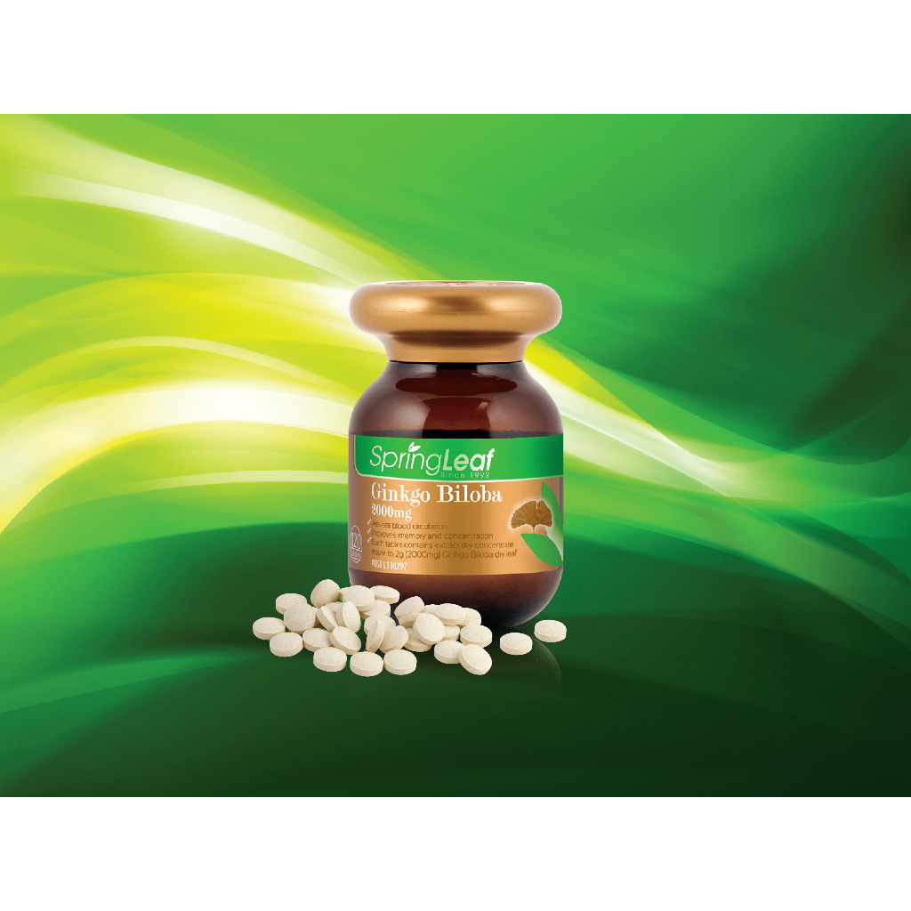 Viên uống bổ não tăng cường tuần hoàn não SpringLeaf Ginkgo Biloba 2000mg 120 viên