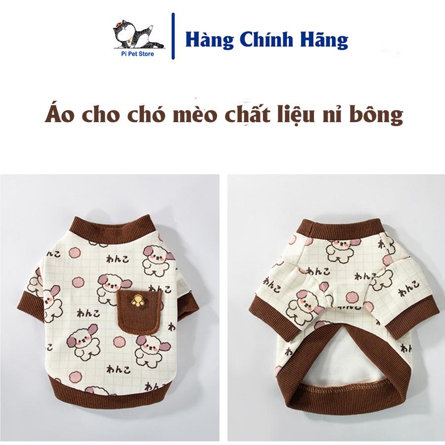 Áo Chó Mèo Nỉ Bông Mùa Đông dễ thương - Áo mùa đông cho chó mèo - Pi Pet Store