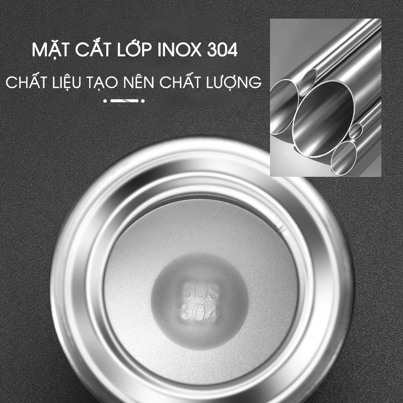 Bình giữ nhiệt 500ml thiết kế nắp cốc đi kèm tiện lợi inox 304