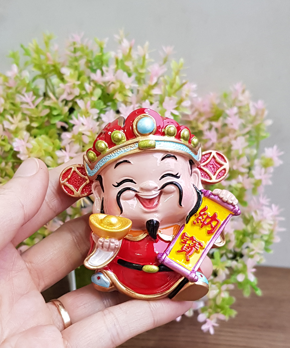 Bộ 03 tượng chibi Thần Tài may mắn 7cm - Chiêu Tài - Hút Lộc - Phú Quý Bình An