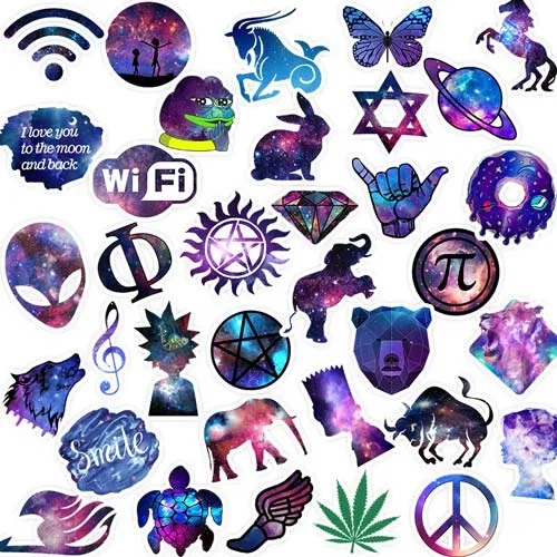 Sticker decal galaxy tím dán laptop , điện thoại hình dán trang trí vali ván trượt