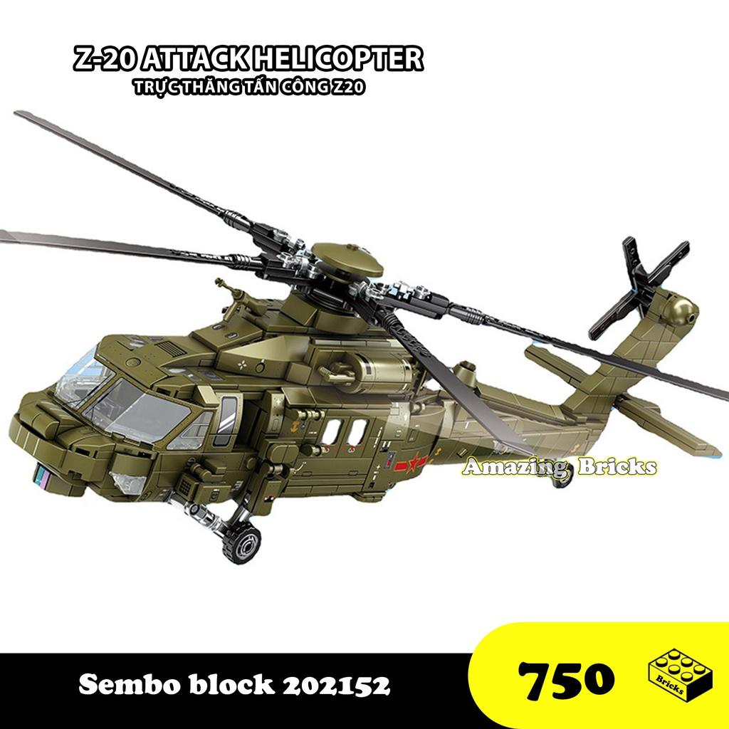 Đồ chơi Lắp Ráp Máy Bay Trực Tấn Công Z-20, Sembo Block 202152 Attack helicopter Z20, Xếp hình thông minh