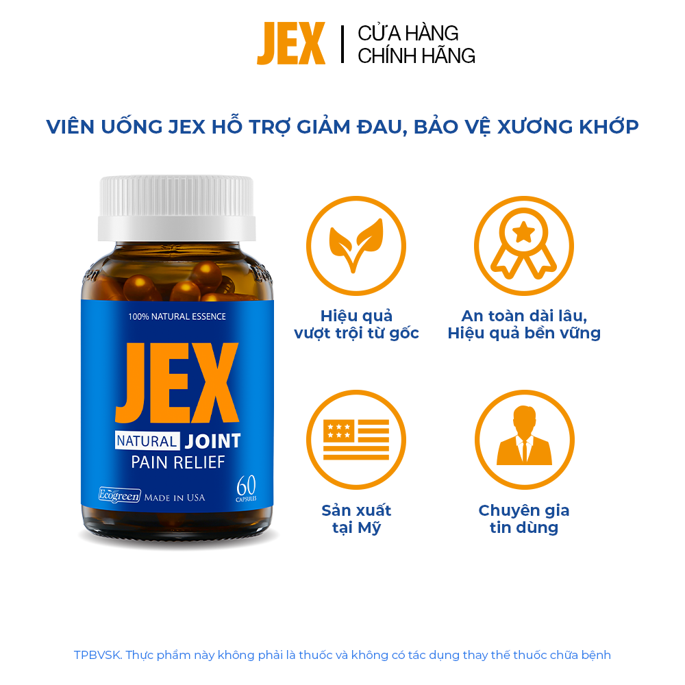 Combo 2 hộp JEX giảm đau, bảo vệ xương khớp 60 viên tặng 1 hộp 15 viên