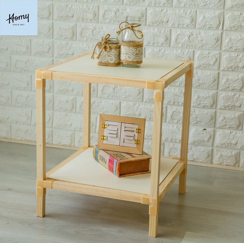 Kệ gỗ lắp ghép đa năng 2 tầng HOMY màu vân gỗ  làm kệ trang trí | kích thước 32 x 32 cm chịu lục 100kg